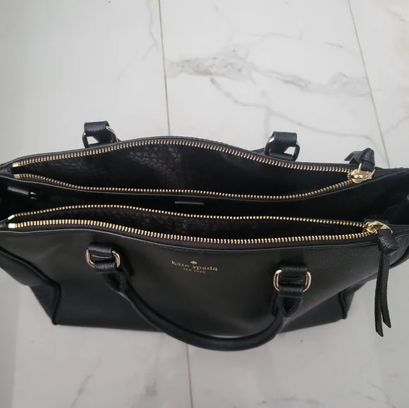 Kate Spade Black Leather Leighann Satchel / Tote Handbag (Mulberry Street) - Picture 14 of 14